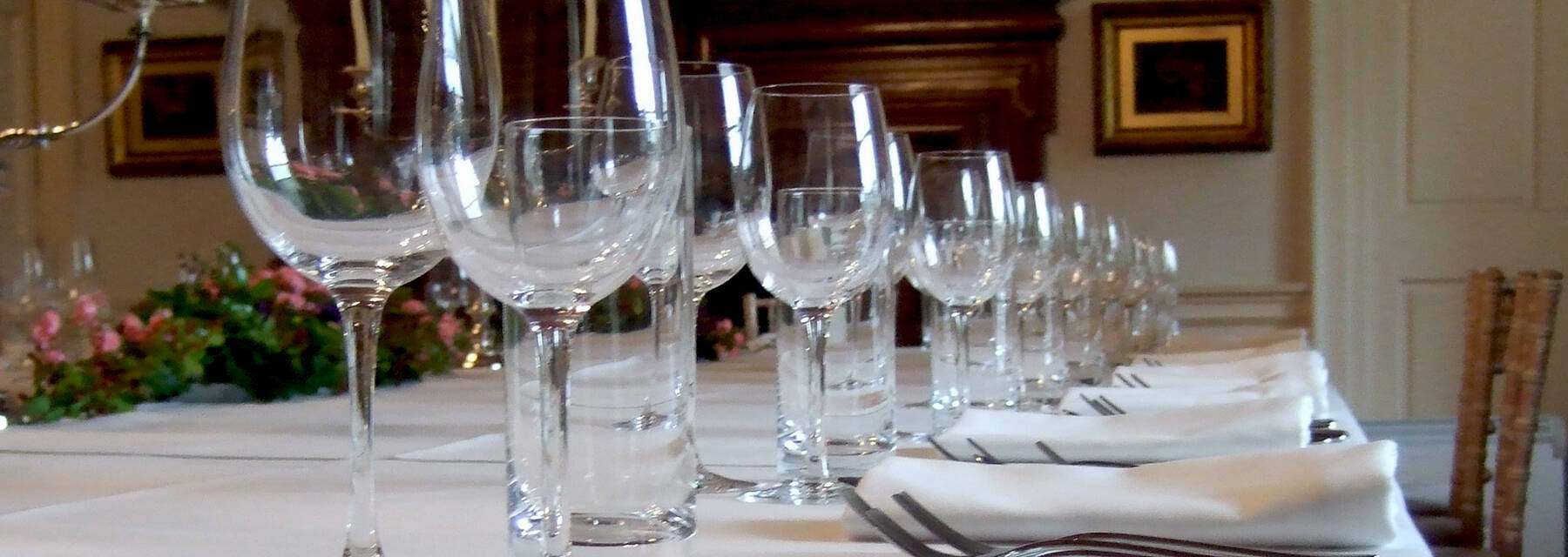 Table set with wine glasses