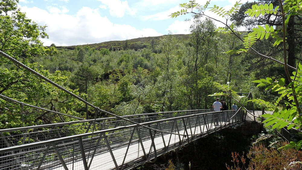 The suspension bridge at Corrieshalloch Gorge