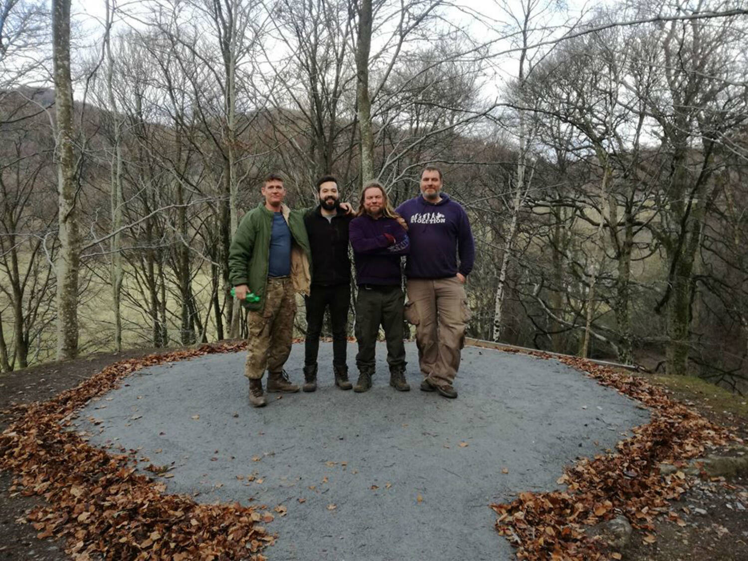 The team from Arran Footpath and Forestry Ltd in the octagon on the top of Stanley Hill