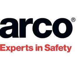 The Arco logo, consisting of the word arco written in lower case black letters, above the red text Experts in Safety. The logo is set against a plain white background.
