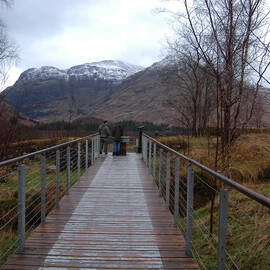 A view of the mountains from the Glencoe Visitor Centre viewing platform