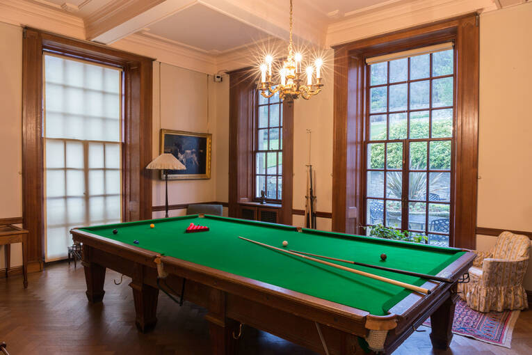 A billiards table at Hill of Tarvit mansion