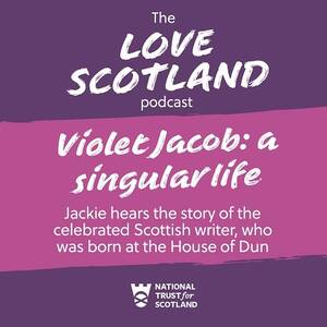 A purple title card reads: The Love Scotland podcast, Daffodil daft at Greenbank, with head gardener Andrew Hinson.