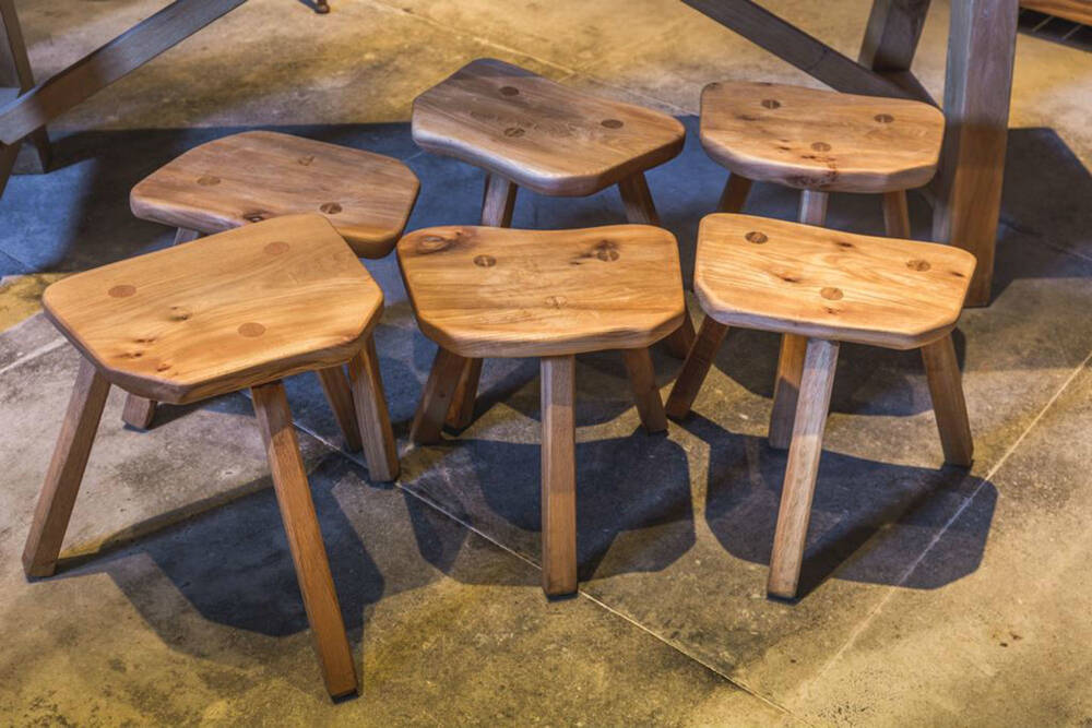 Stools based the design on engraving illustrations – each one is slightly different 