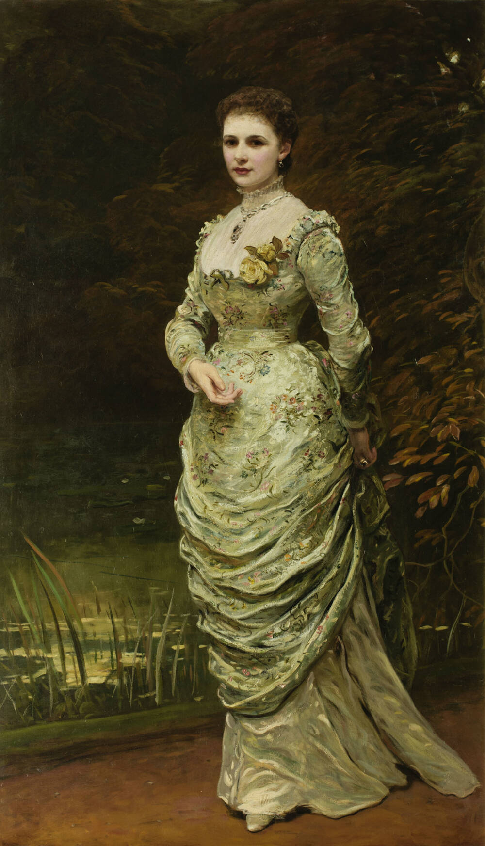 Full-length portrait of a lady in 19th-century dress