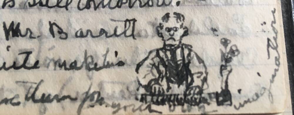 Diary entry with a cartoon of a man