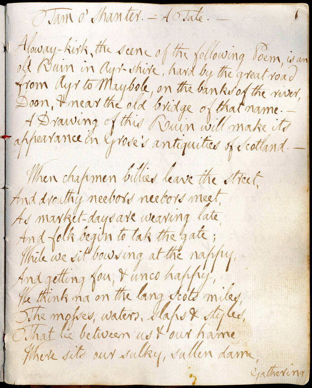 Manuscript of Tam o’ Shanter